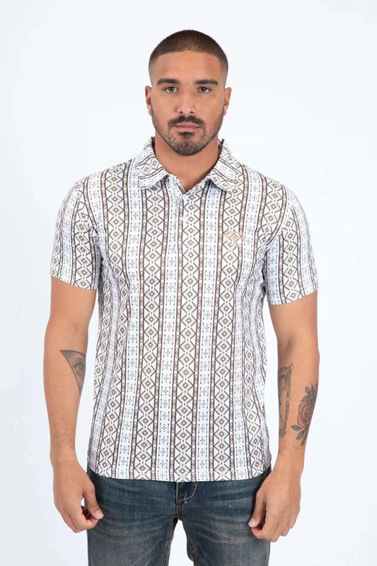 Platini men’s Performance Fabric Modern Fit Stretch Aztec Print Polo PGP11440