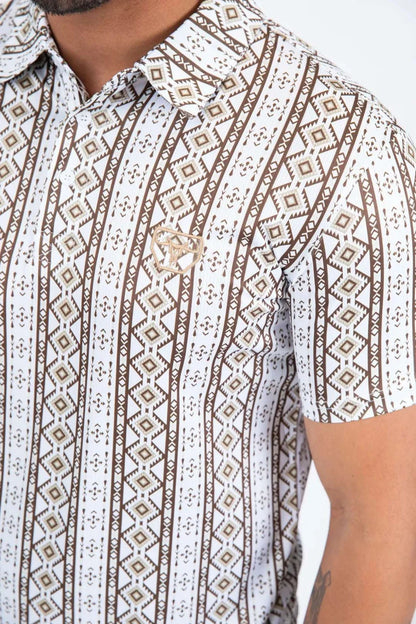 Platini men’s Performance Fabric Modern Fit Stretch Aztec Print Polo PGP11440