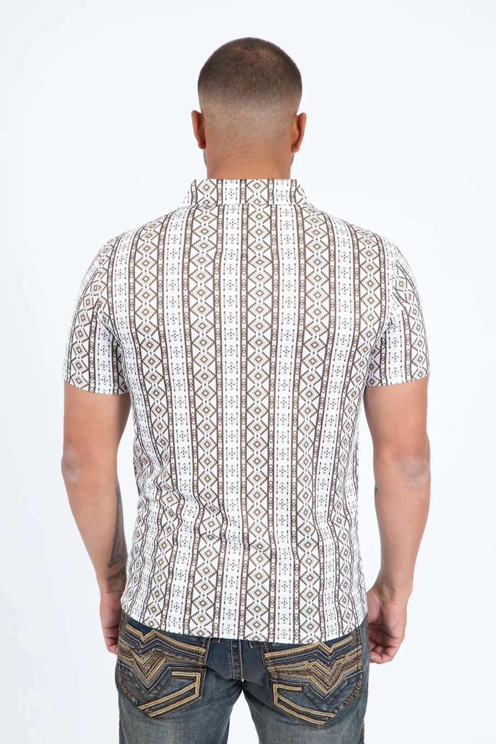 Platini men’s Performance Fabric Modern Fit Stretch Aztec Print Polo PGP11440