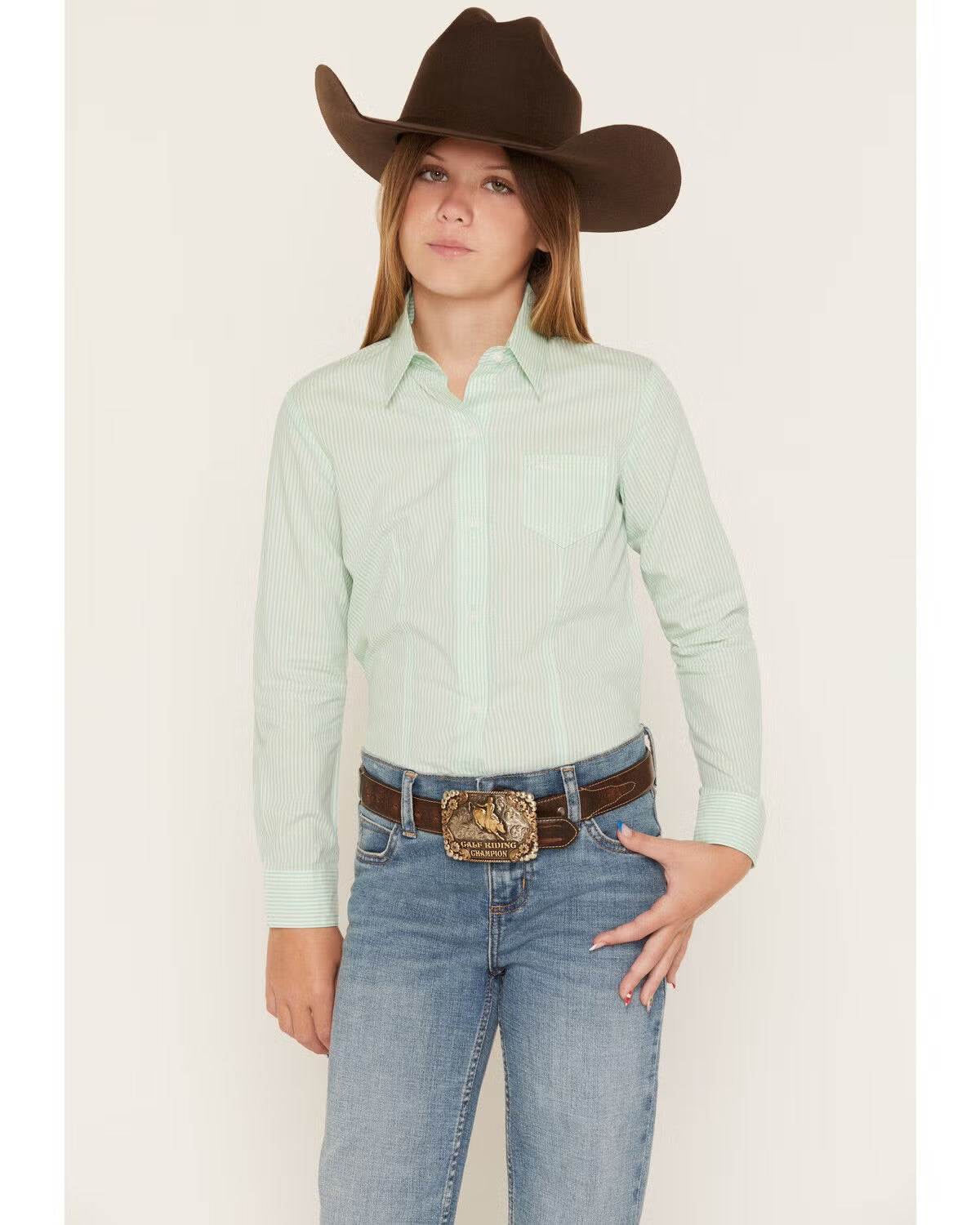 Cruel Girl Striped Print LS Button-Down Western Shirt CTW3120005