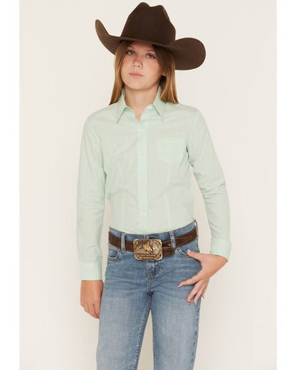 Cruel Girl Striped Print LS Button-Down Western Shirt CTW3120005