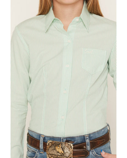 Cruel Girl Striped Print LS Button-Down Western Shirt CTW3120005