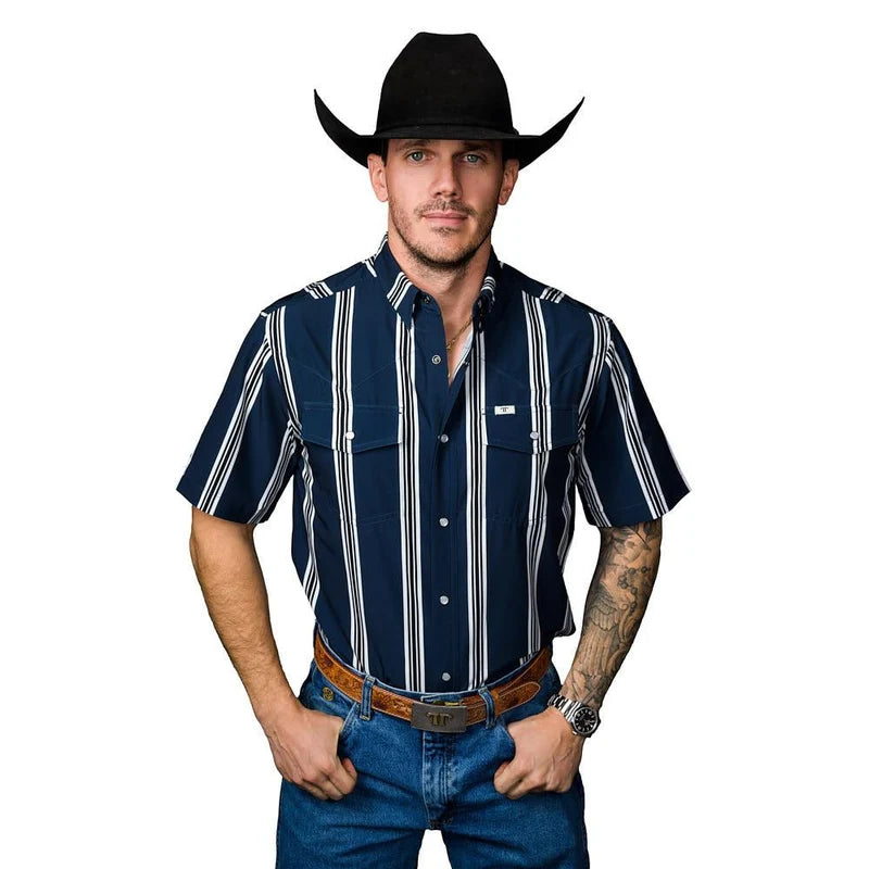 Ferrell The Hatfield Blue Short Sleeve Pearl Snap Shirt FPS1026177