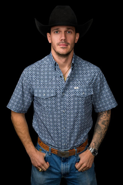 Ferrell Men’s The Emerson Blue Short Sleeve Pearl Snap Shirt FPS1026179