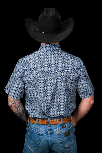 Ferrell Men’s The Emerson Blue Short Sleeve Pearl Snap Shirt FPS1026179