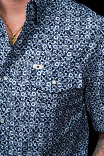 Ferrell Men’s The Emerson Blue Short Sleeve Pearl Snap Shirt FPS1026179