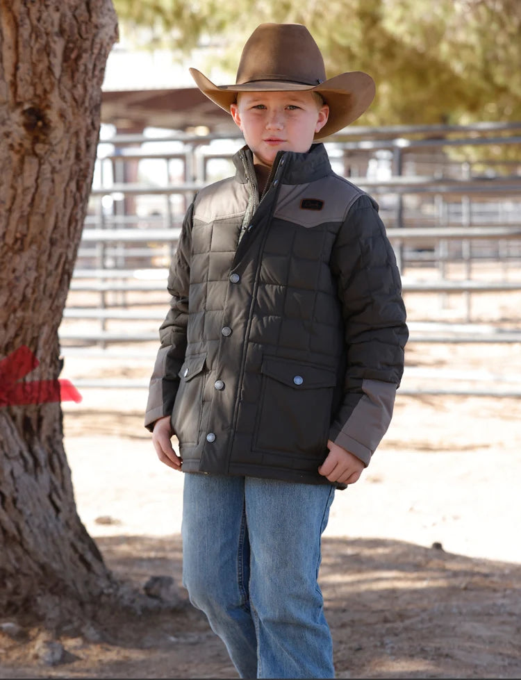 Cinch Boys Quilted Barn Green Coat MWJ5200001