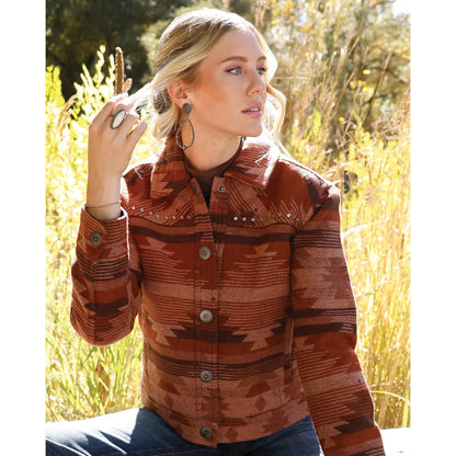 Cruel Denim Ladies Red Southwest Concho Trucker Jacket CWJ7481002