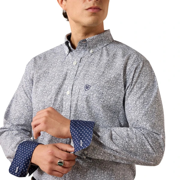 Ariat Men’s WF Willard White Leaf Print Ls Shirt 10079420