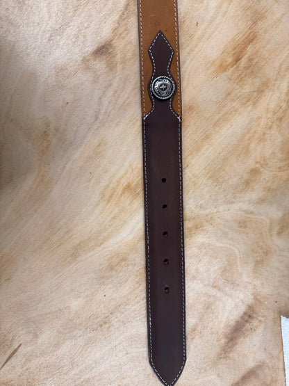 EHWW Men’s Two Tones Brown Cross Concho Leather Belt
