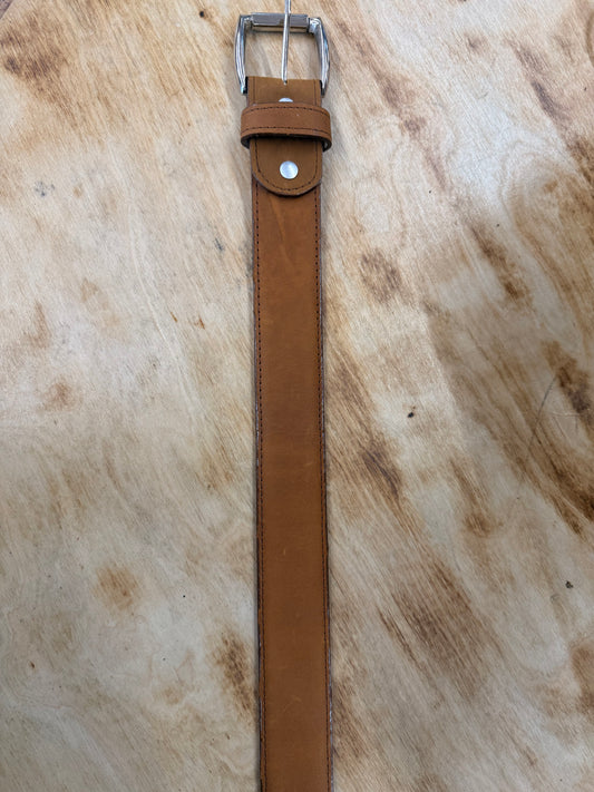 EHWW Men’s Solid Light Brown Leather Belt