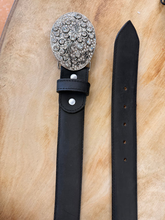 EHWW Women’s Black Leather Belt