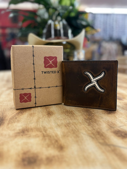 Twisted X White Inlay Bifold Wallet XRC-29B