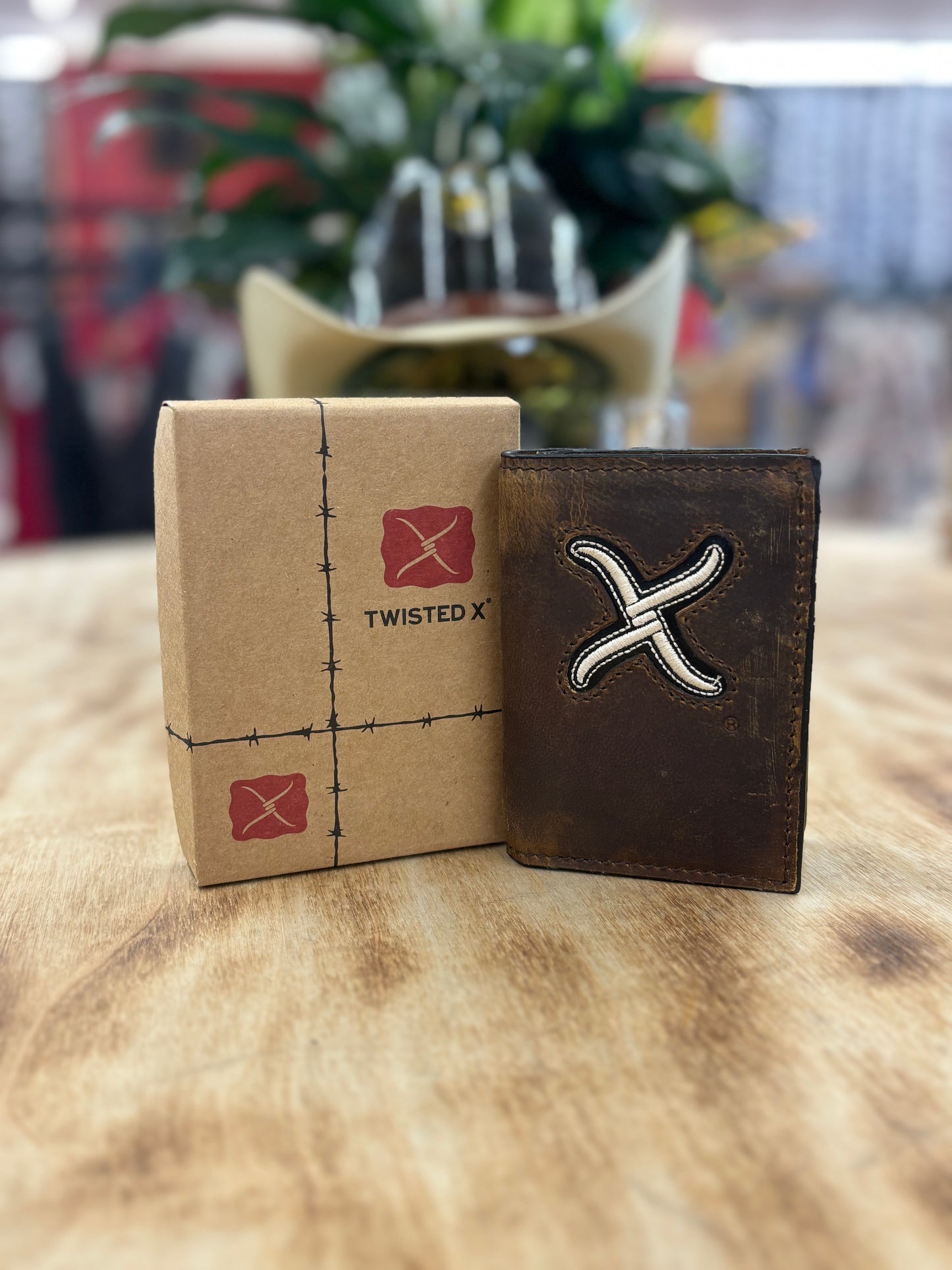 Twisted X Distressed Leather Trifold Wallet