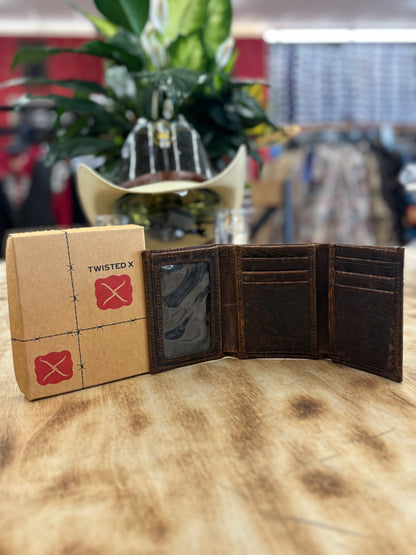 Twisted X Tan Distressed Trifold Wallet