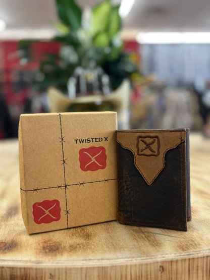 Twisted X Tan Distressed Trifold Wallet
