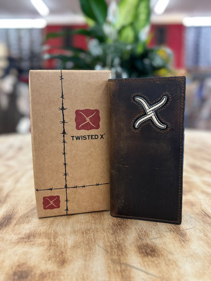 Twisted X White Inlay Rodeo Checkbook Wallet XRC-29