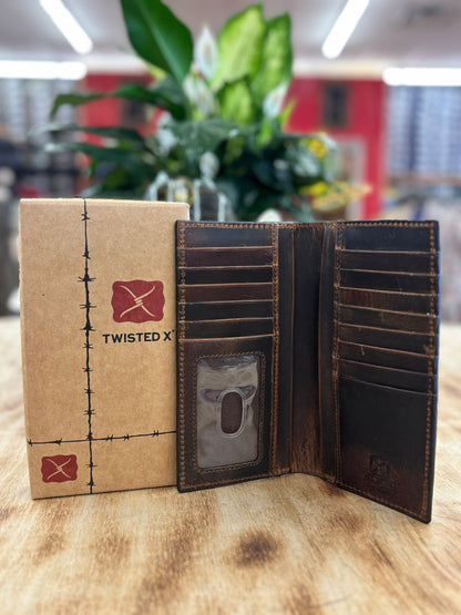 Twisted X White Inlay Rodeo Checkbook Wallet XRC-29