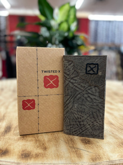 Twisted X Grey Elephant Print Checkbook Wallet