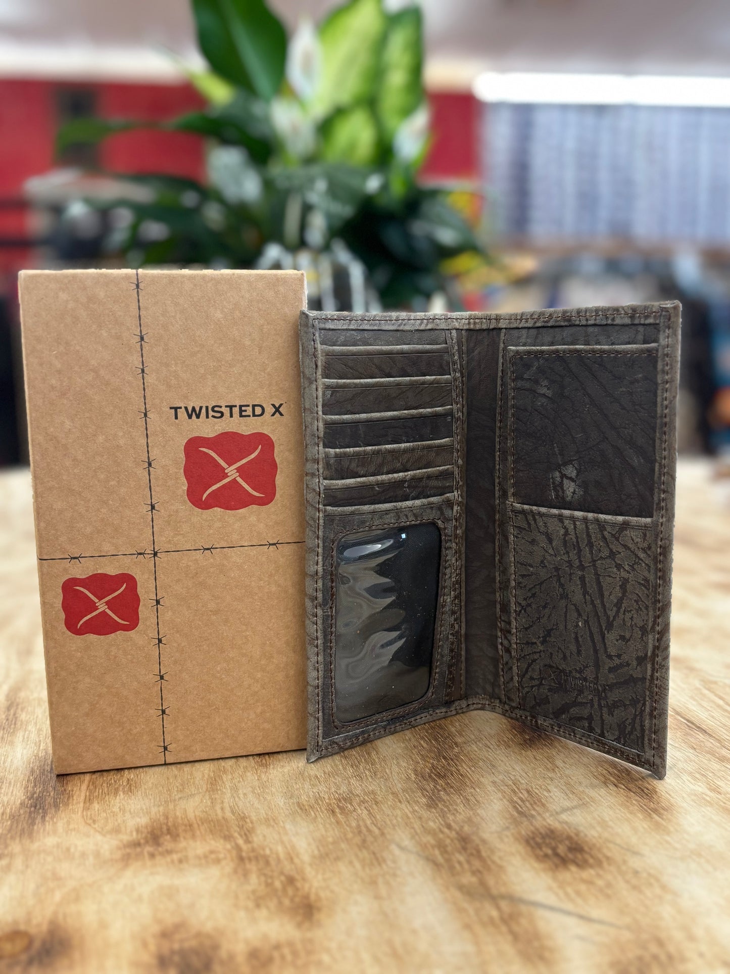 Twisted X Grey Elephant Print Checkbook Wallet