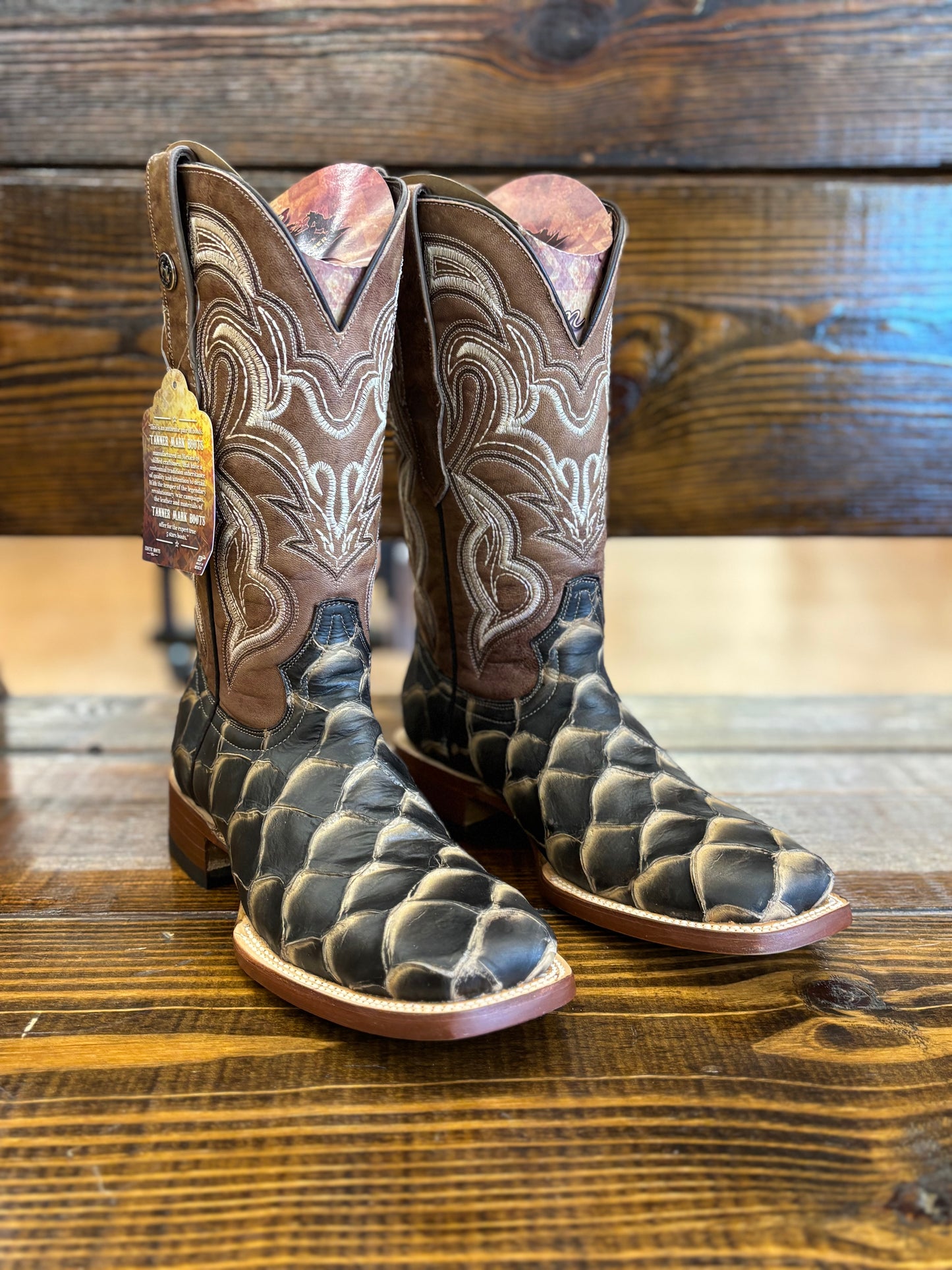 Tanner Mark Men’s Print Monster Fish Square Toe Boot