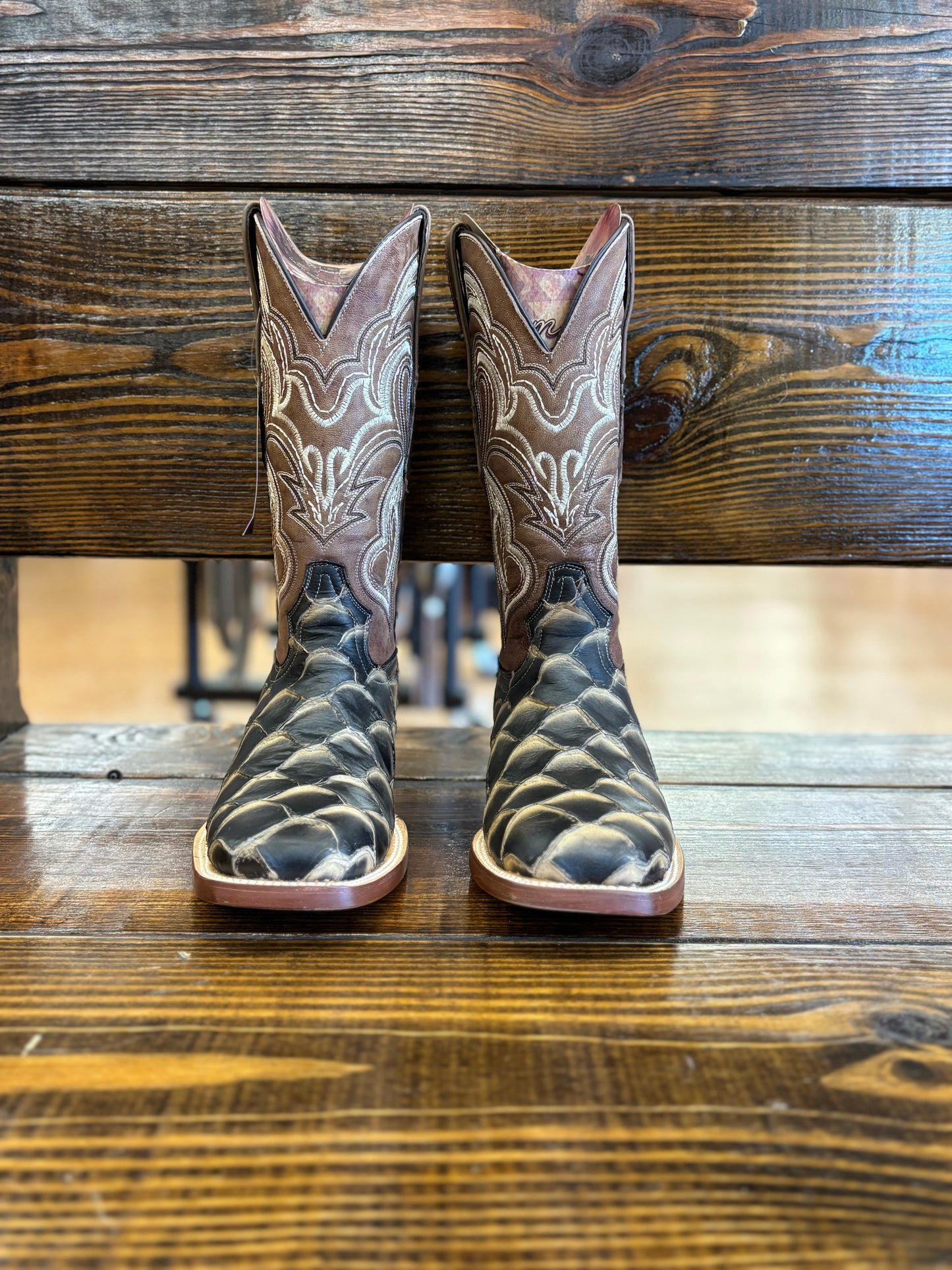 Tanner Mark Men’s Print Monster Fish Square Toe Boot