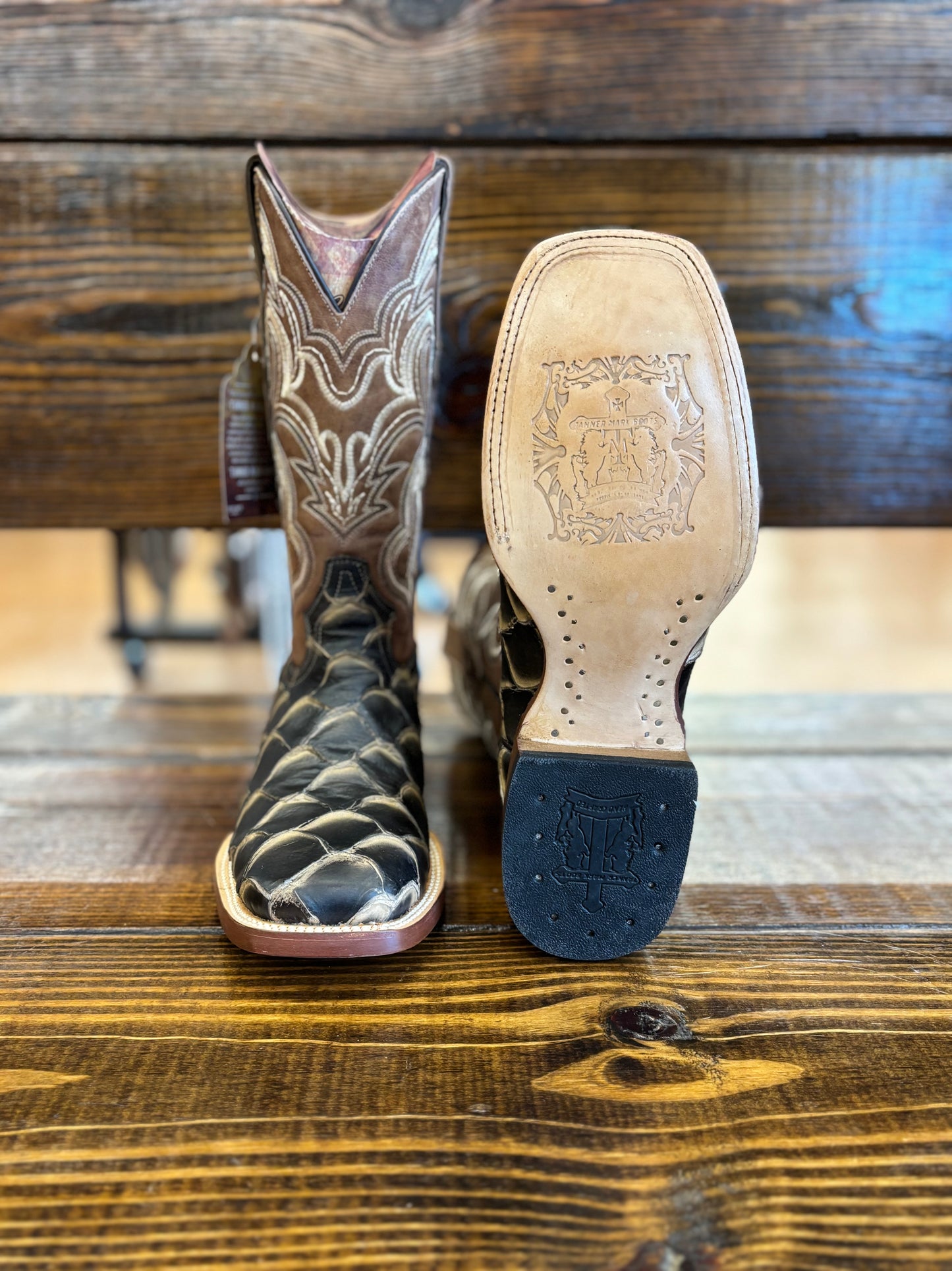 Tanner Mark Men’s Print Monster Fish Square Toe Boot