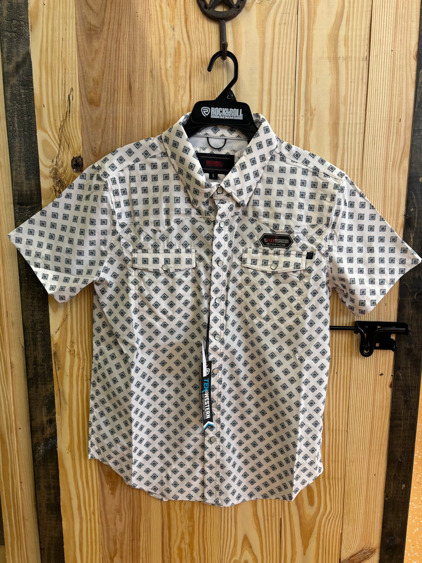 Rock&Roll Men’s Geo Print Tek Western Snap