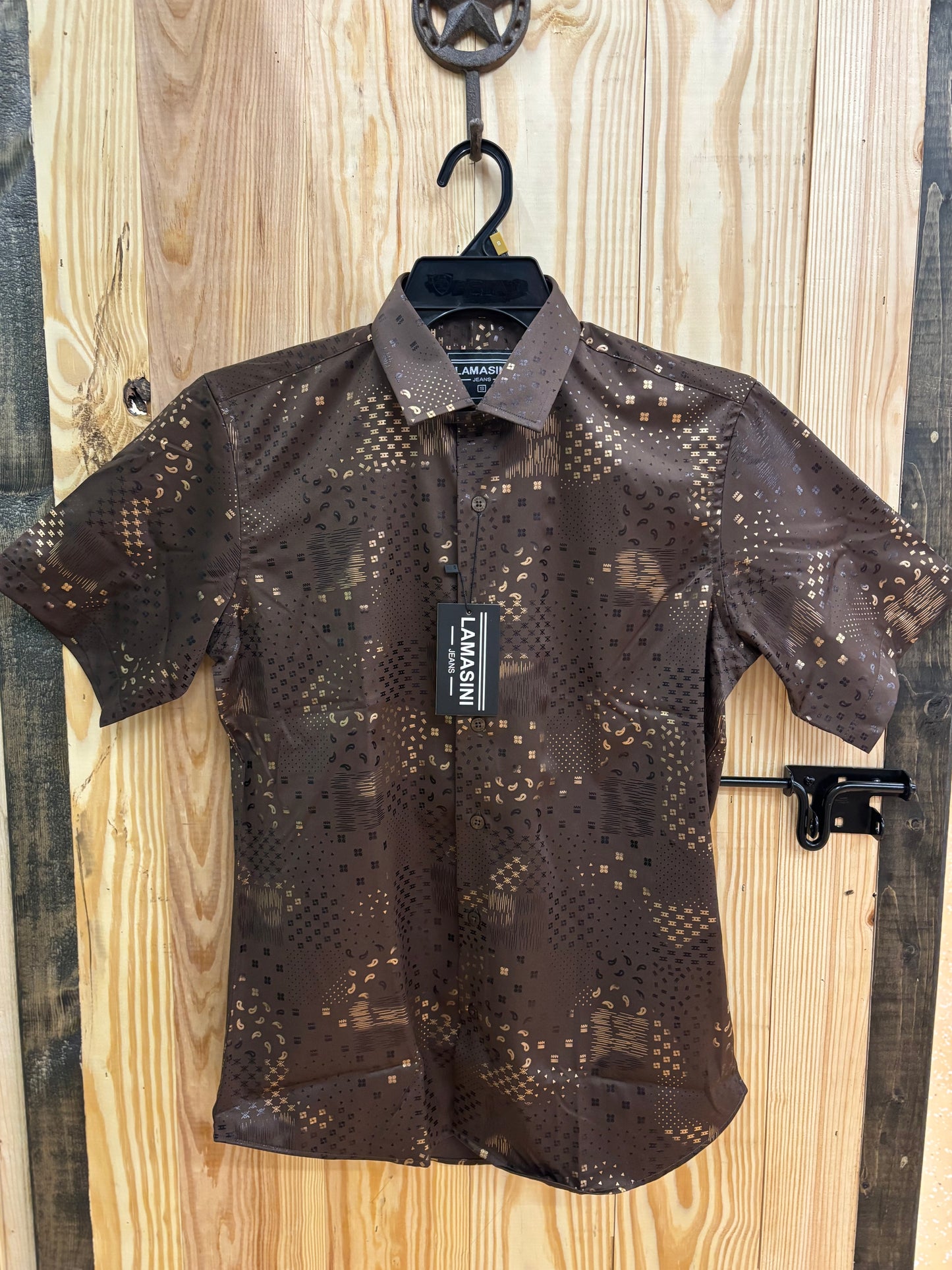 Lamasini Men’s Microfiber/Spandex Shirt Brown