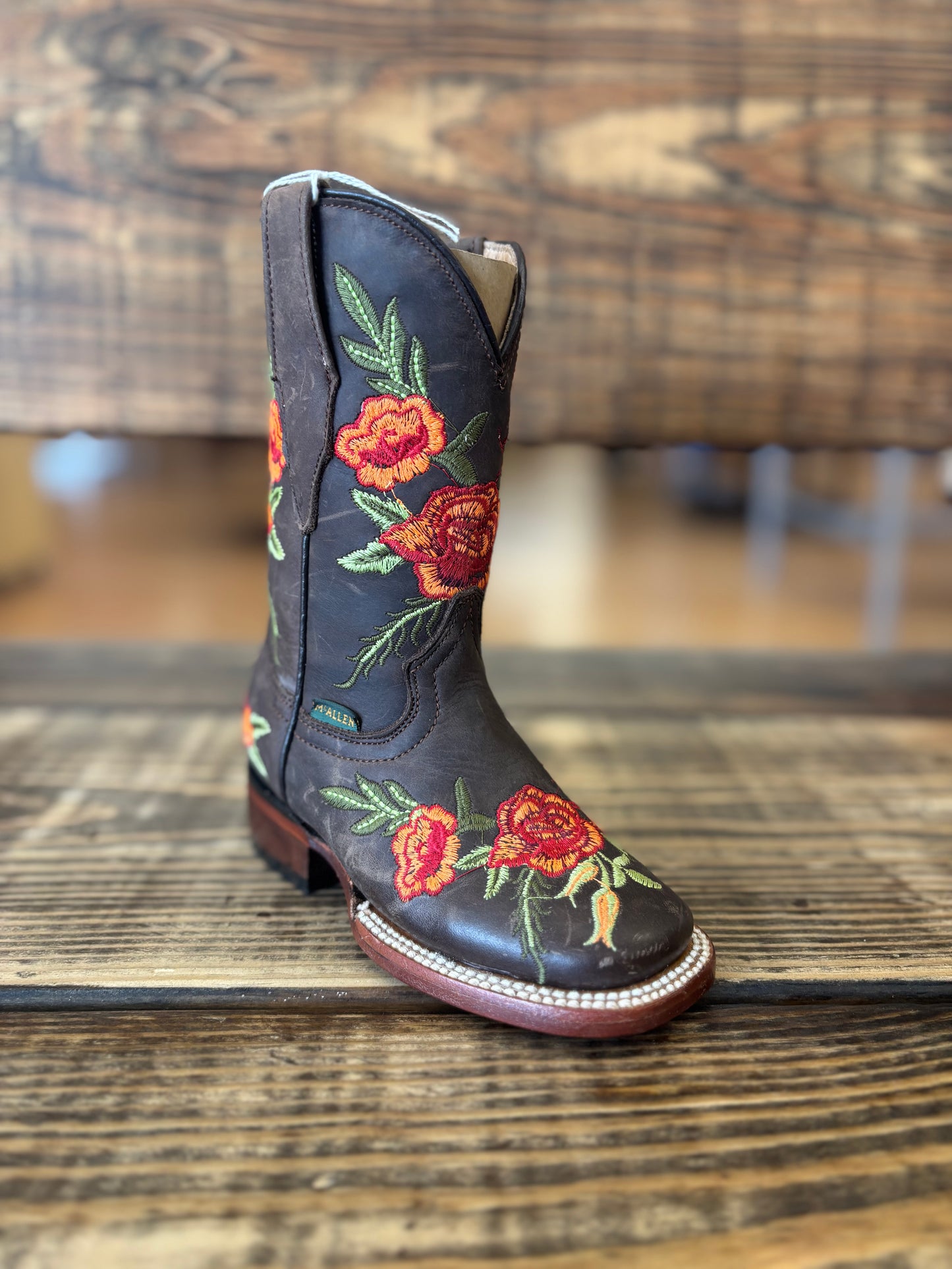 McAllen Boots Girls Choco Crazy Texanita
