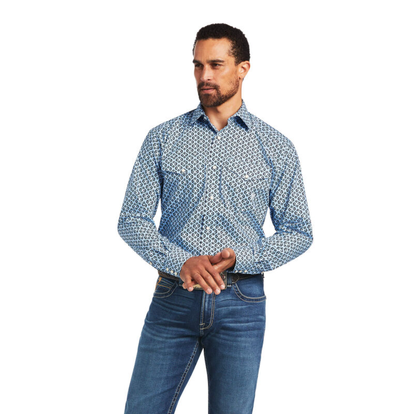 Ariat Men's Casual Series Farhan Blue Snap Button Shirt