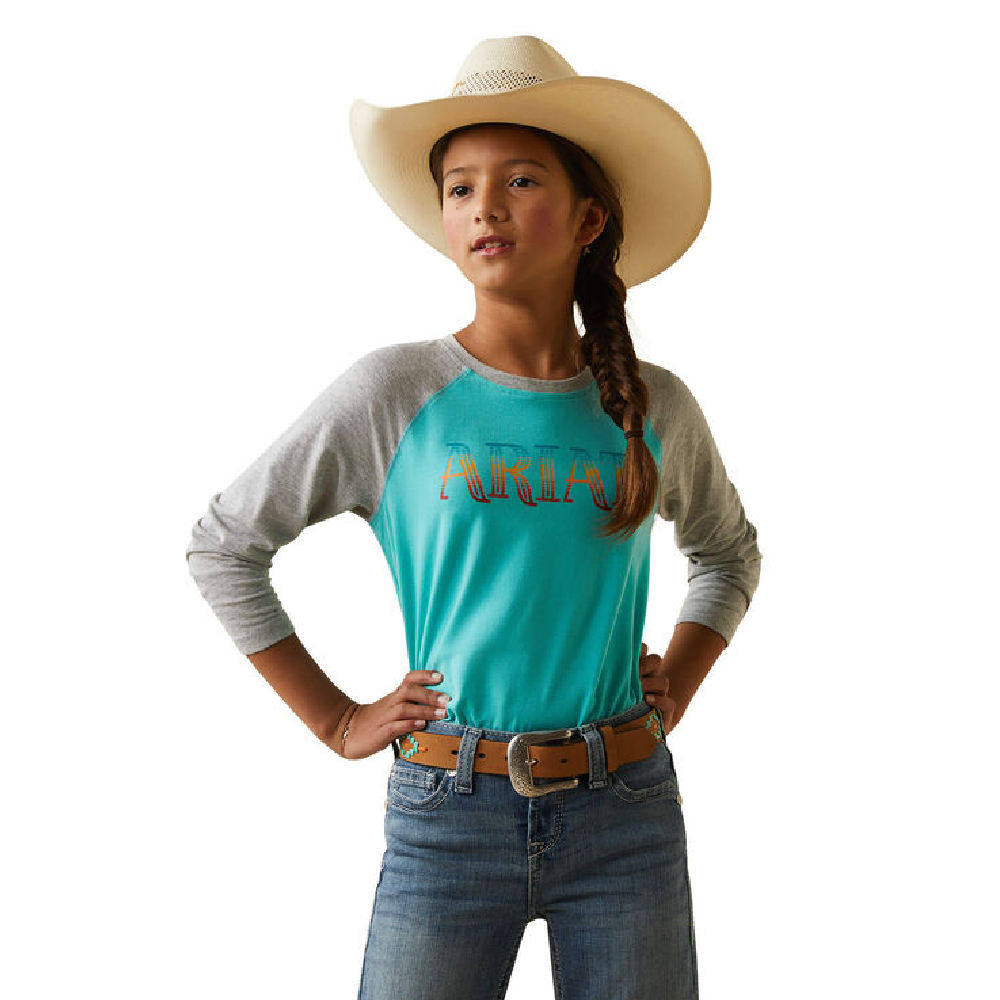 Ariat Girls Serape Logo Baseball T-Shirt