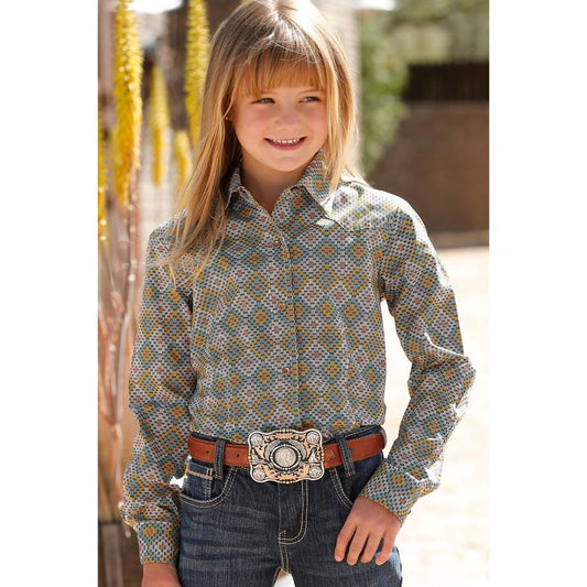 Cruel Girl's Geometric Print Western Shirt