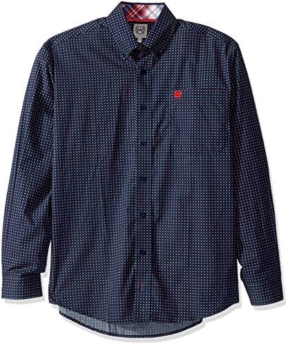 Cinch Navy Diamond & Square Patterned Button Down