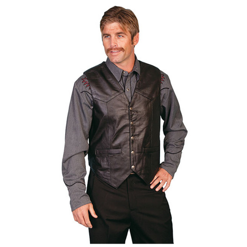 Men's Black Soft Lambskin Vest By Scully