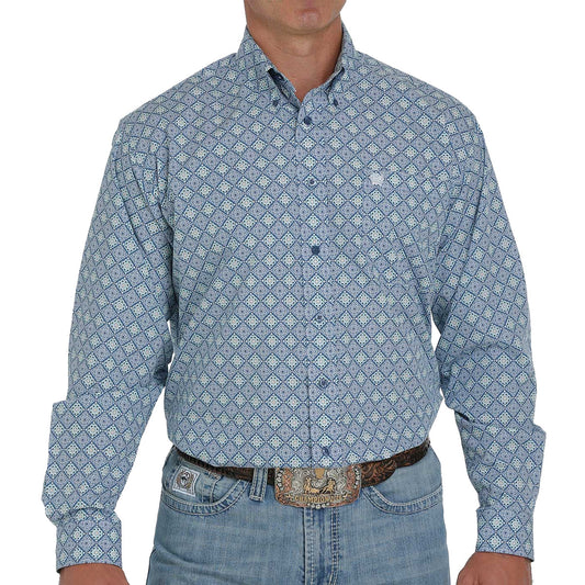 Cinch Men's Button Down Long Sleeve Shirt Blue