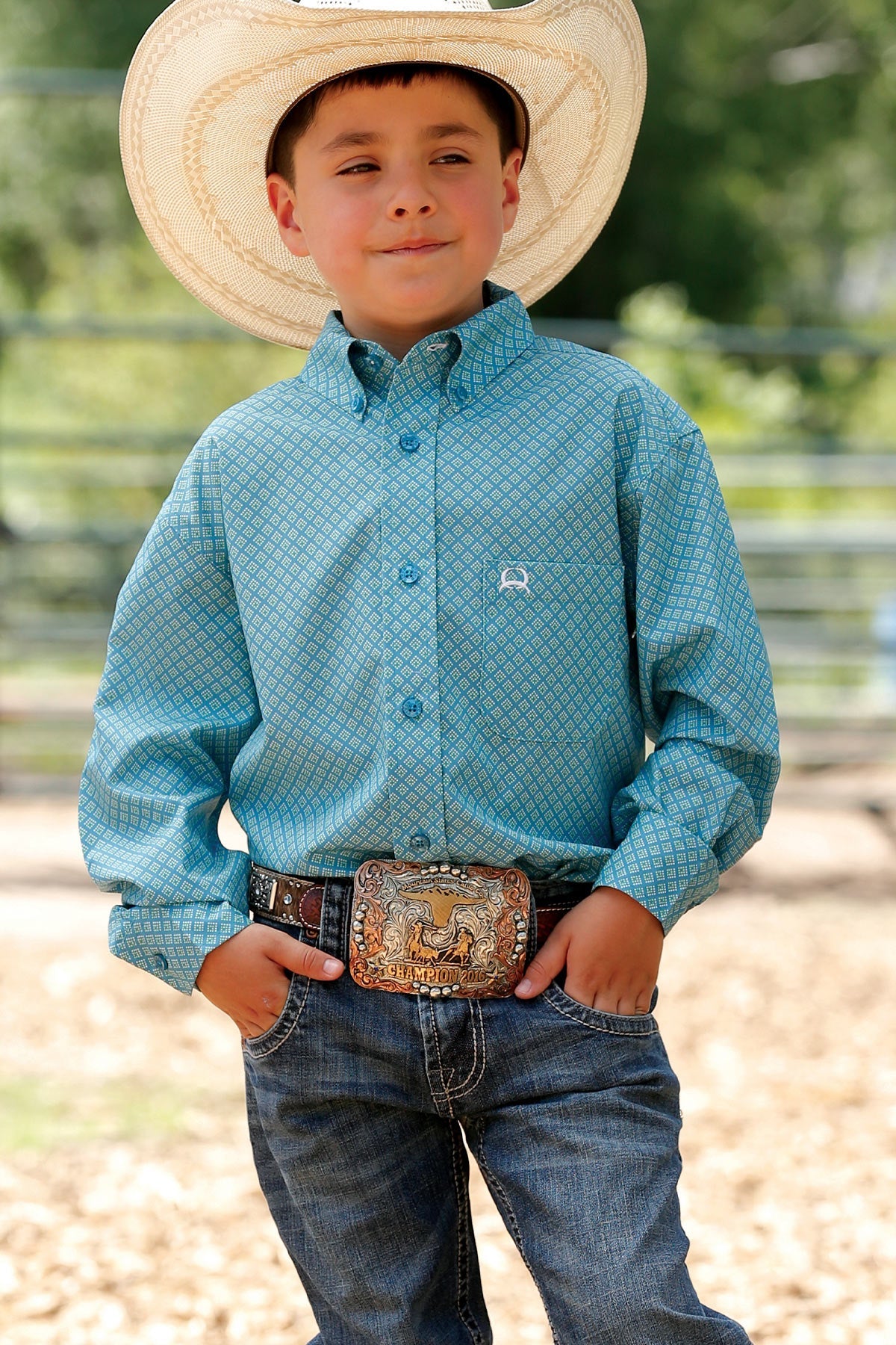 CINCH | BOYS BLUE ARENAFLEX PRINT LS SHIRT