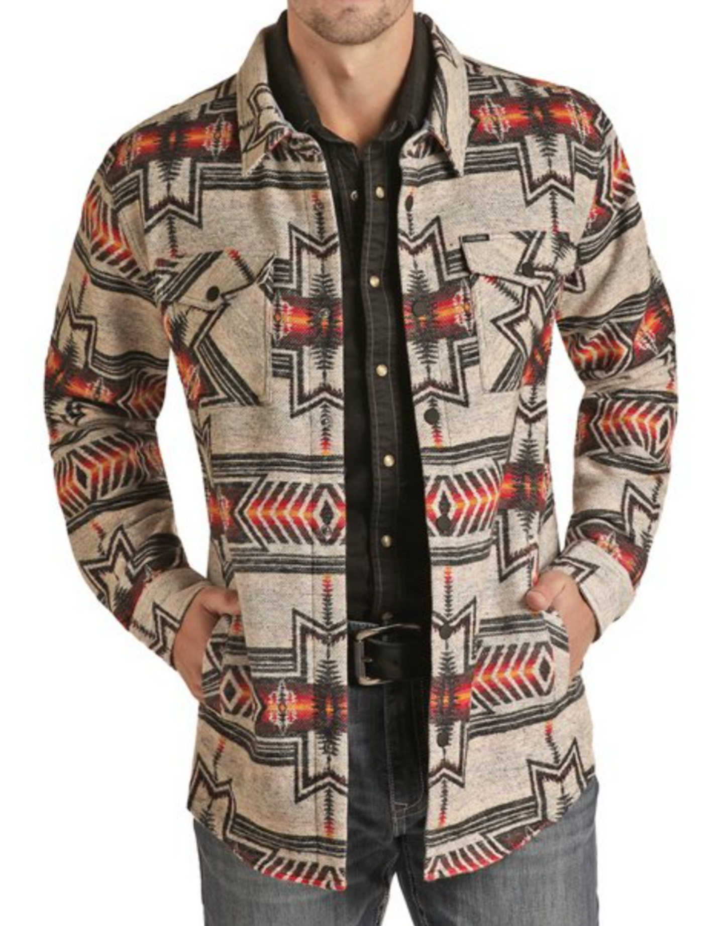Men's LS Cotton Aztec Shirt Jacket