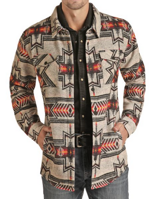 Men's LS Cotton Aztec Shirt Jacket