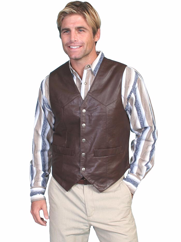 Mens Western Soft Touch Lambskin Snap Front Vest