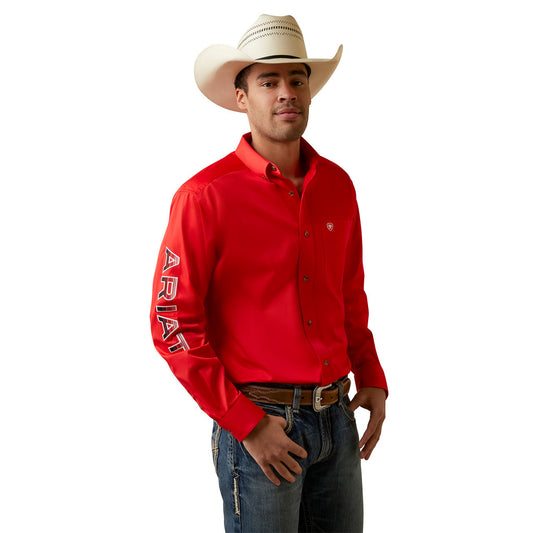 ARIAT TEAM LOGO TWILL CLASSIC RED - MENS SHIRT