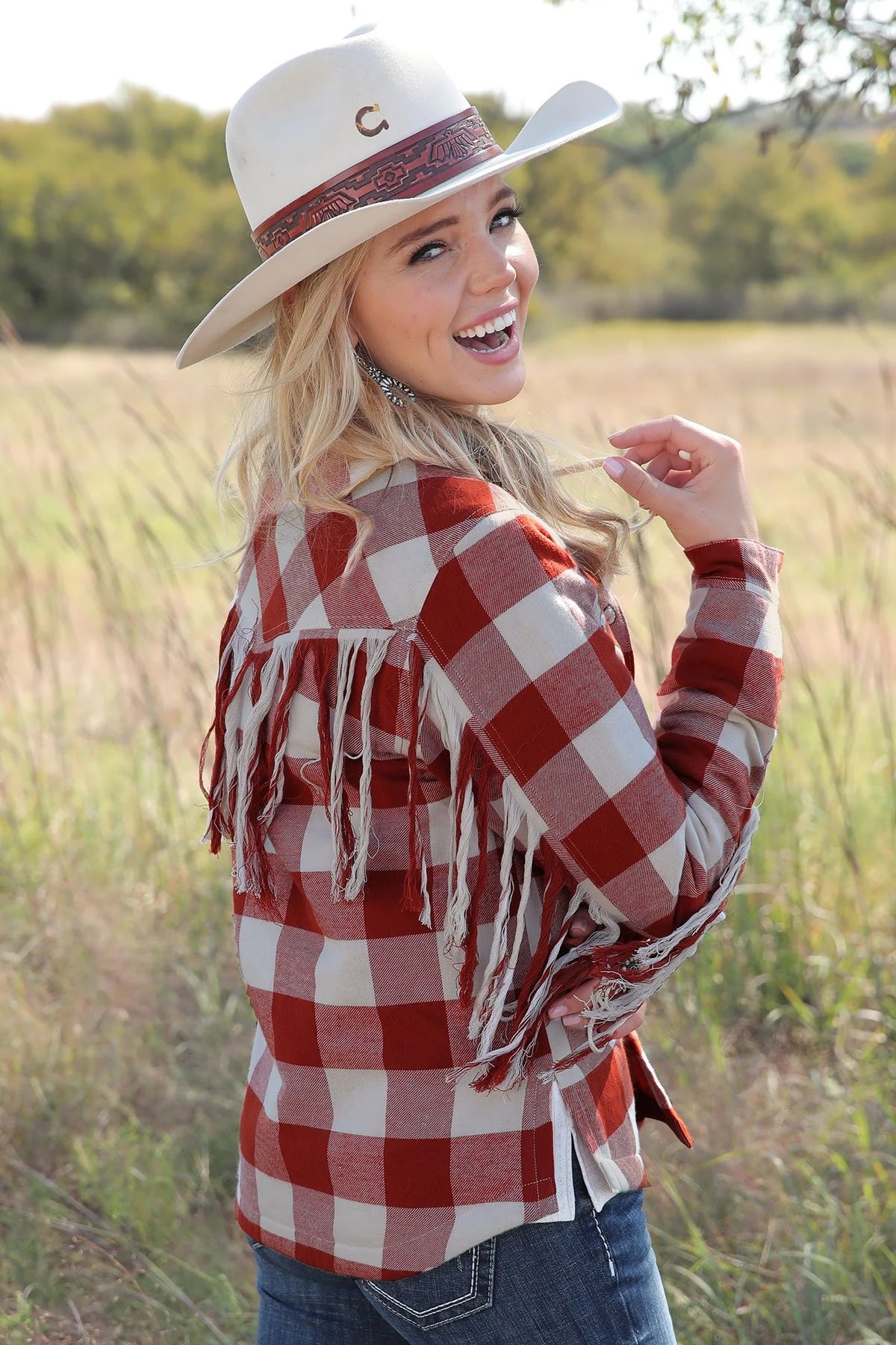 CRUEL DENIM WOMEN'S PLAID SHIRT JACKET, BROWN, SMALL