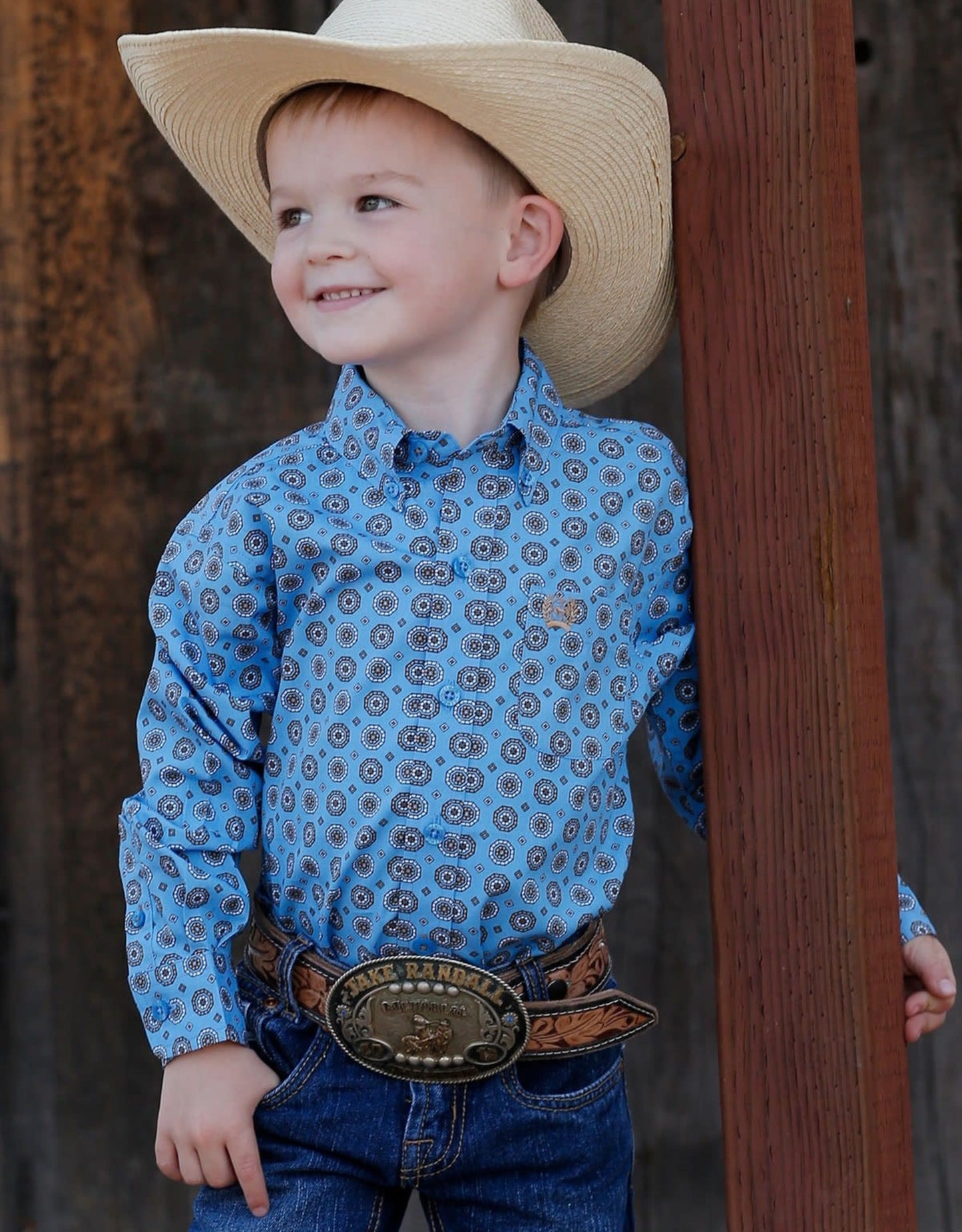 Boys Cinch LS Shirt Blue