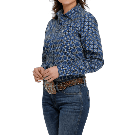 CINCH WOMEN'S BLUE BUTTON DOWN WESTERN LONG SLEEVE SHIRT