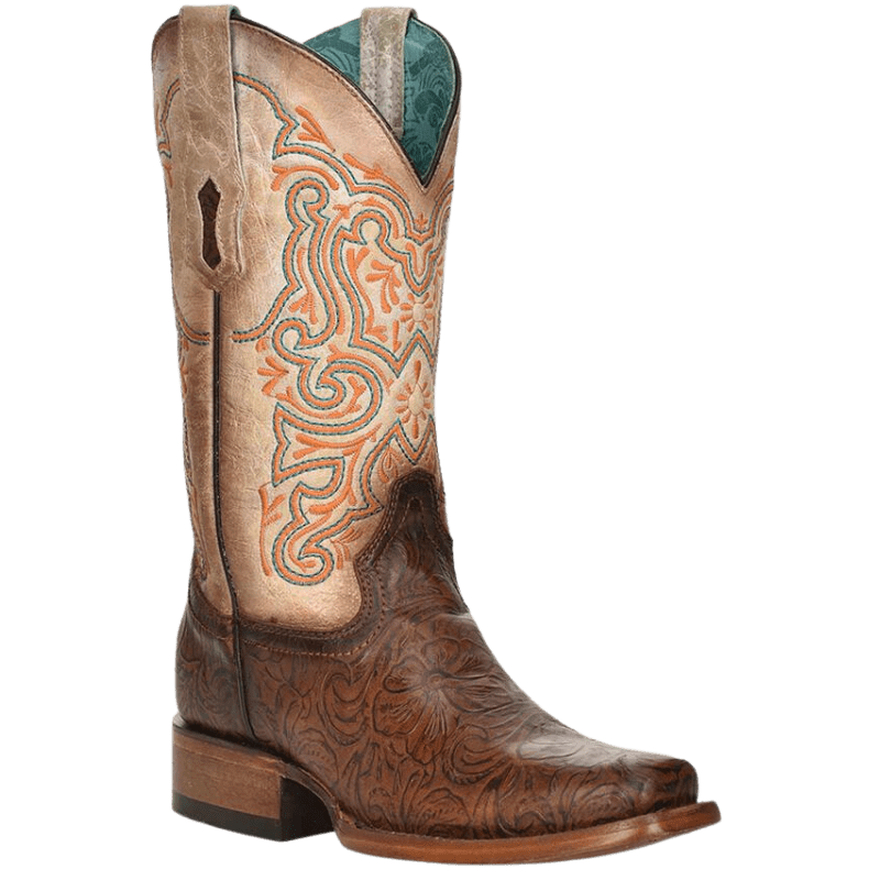 CORRAL WOMEN'S FLORAL EMBROIDERY SQUARE TOE WESTERN BOOTS Z5126