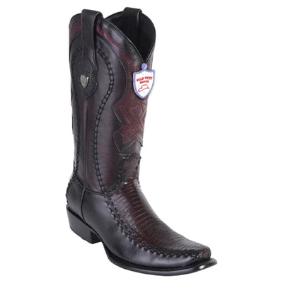 WILD WEST BOOTS | COLOR BLACK CHERRY | MEN'S WILD WEST LIZARD BOOTS DUBAI TOE HANDCRAFTED