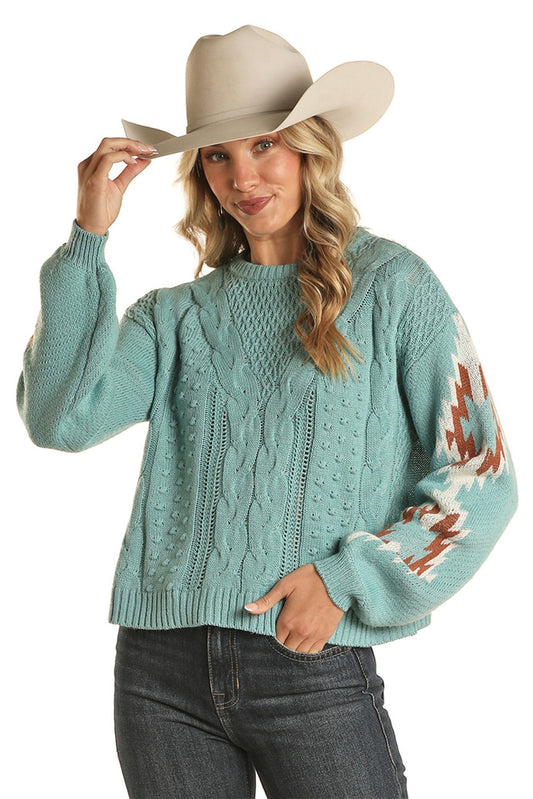 AZTEC SLEEVE SWEATER