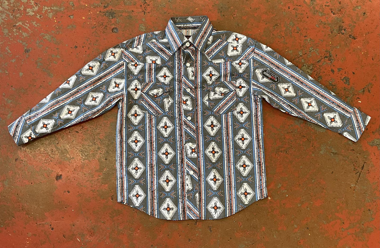 BOYS ROCK AND ROLL LS SNAP BLUE