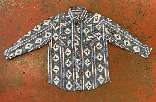 BOYS ROCK AND ROLL LS SNAP BLUE