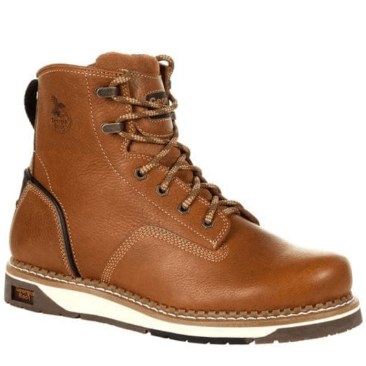 GEORGIA BOOT MEN'S AMP LT BROWN WEDGE ROUND TOE WORK BOOT